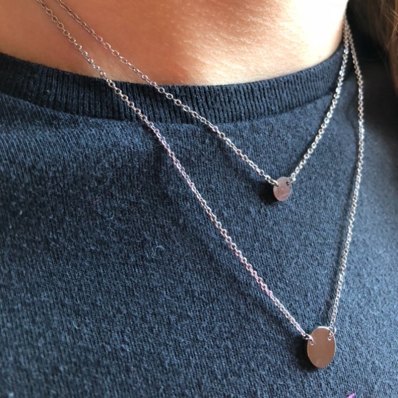 🎉HP🎉✨NWOT Stainless steel two layer disc necklace - Picture 1 of 5